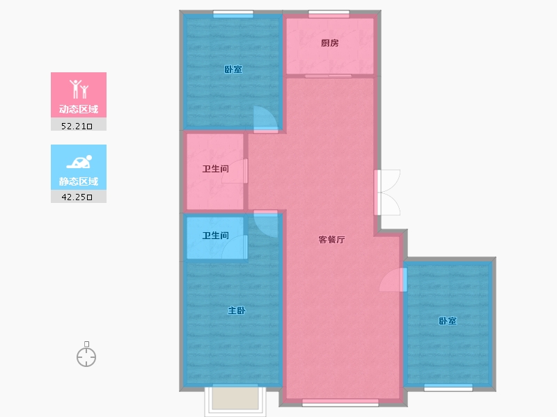 内蒙古自治区-鄂尔多斯市-世景丽都-100.00-户型库-动静分区