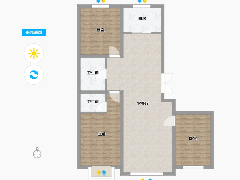 内蒙古自治区-鄂尔多斯市-世景丽都-100.00-户型库-采光通风