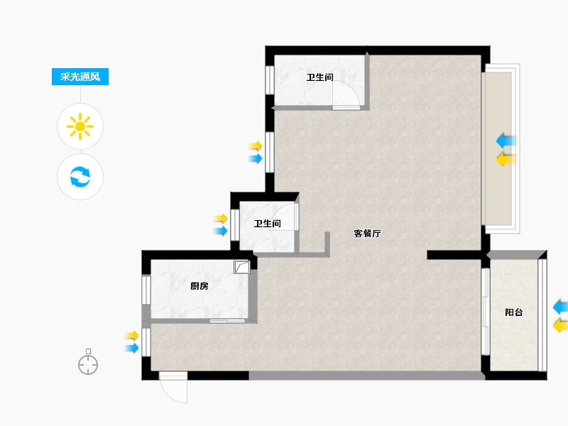 浙江省-嘉兴市-鸿翔科大钱塘玉园-69.60-户型库-采光通风