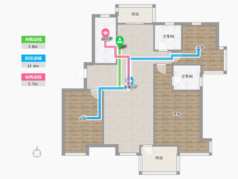 江苏省-苏州市-新港名馨花园-南区-108.63-户型库-动静线