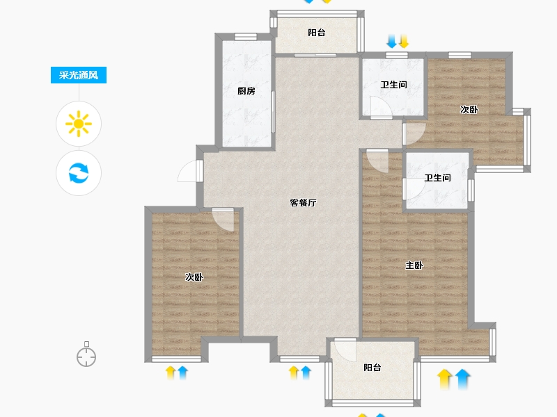 江苏省-苏州市-新港名馨花园-南区-108.63-户型库-采光通风