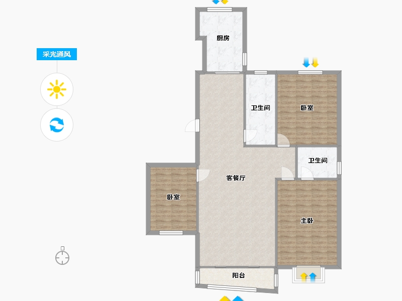 山东省-青岛市-盈园广场-东区-130.00-户型库-采光通风