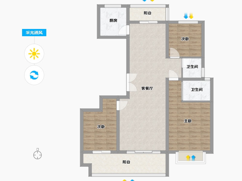 河南省-济源市-金悦府-104.00-户型库-采光通风