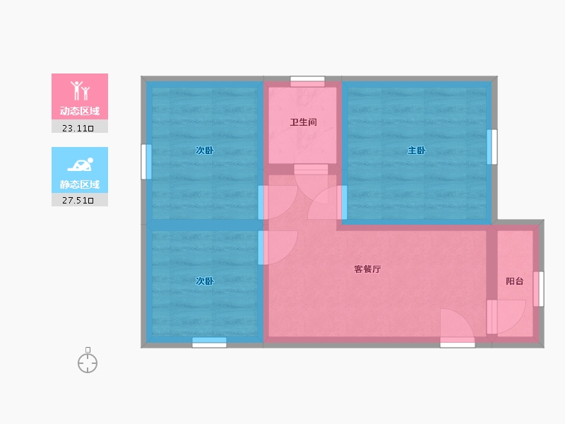 江苏省-南京市-花园路7号小区-53.68-户型库-动静分区