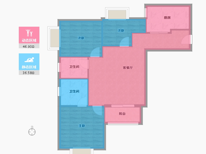 福建省-厦门市-文屏大厦-80.80-户型库-动静分区