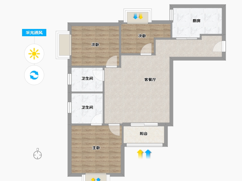 福建省-厦门市-文屏大厦-80.80-户型库-采光通风