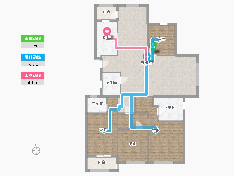 浙江省-杭州市-绿都四季华庭-南区-134.40-户型库-动静线