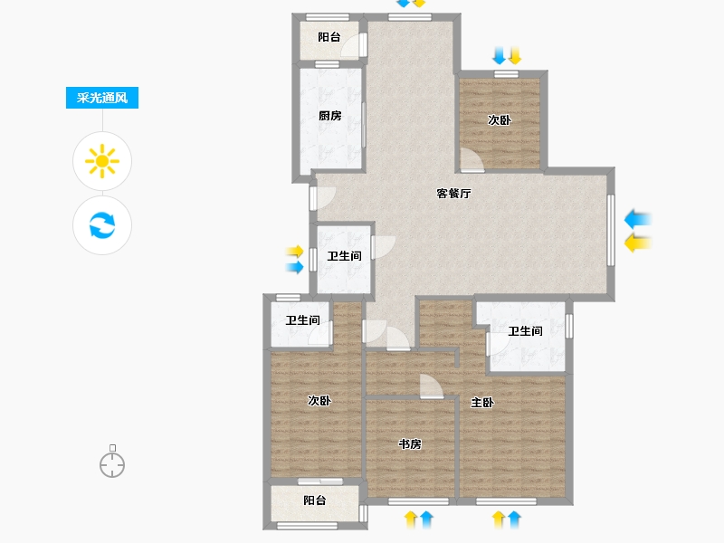 浙江省-杭州市-绿都四季华庭-南区-134.40-户型库-采光通风