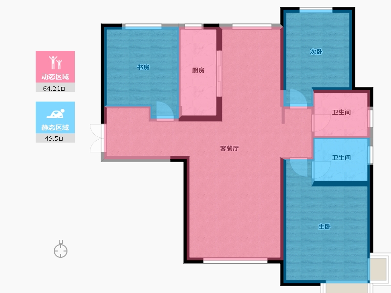 甘肃省-定西市-宏安壹品-102.70-户型库-动静分区