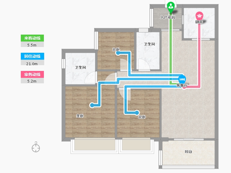 广东省-广州市-兰园凤翎台-77.60-户型库-动静线