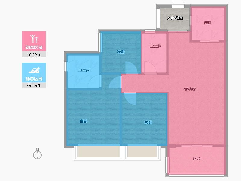 广东省-广州市-兰园凤翎台-77.60-户型库-动静分区