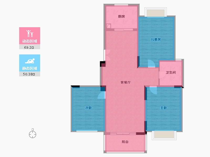 山东省-临沂市-莲花新城小区-87.00-户型库-动静分区