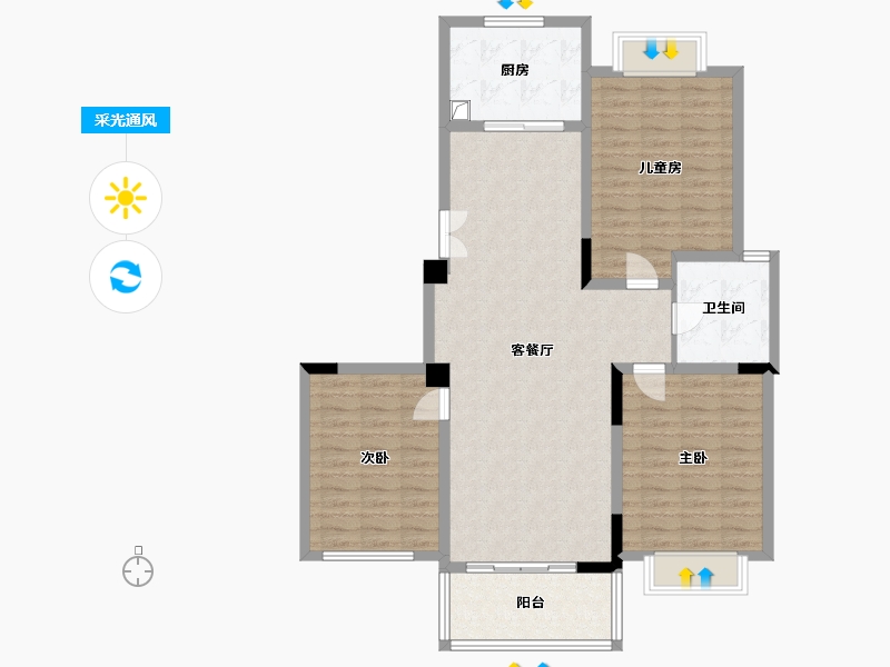 山东省-临沂市-莲花新城小区-87.00-户型库-采光通风