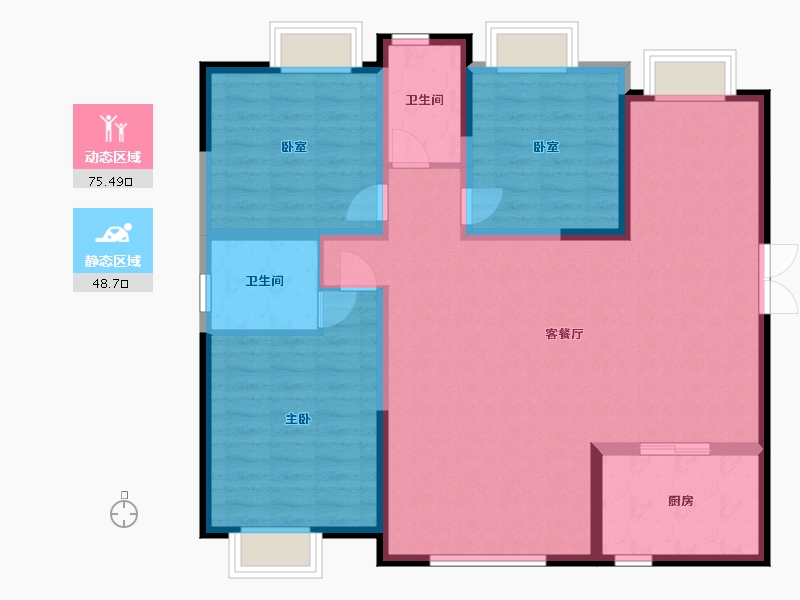 甘肃省-陇南市-成县辉宇工贸有限责任公司住宅楼-104.00-户型库-动静分区