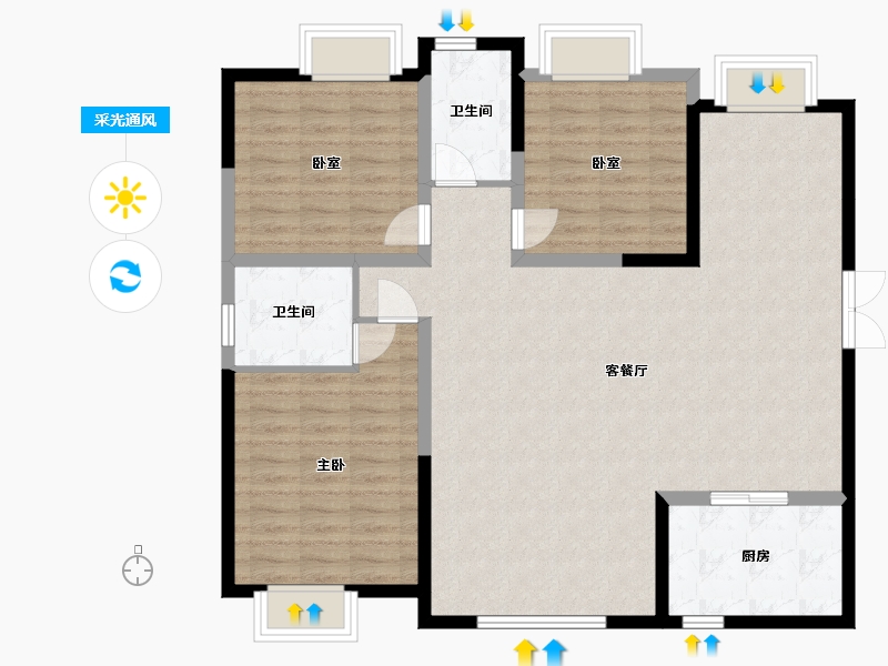 甘肃省-陇南市-成县辉宇工贸有限责任公司住宅楼-104.00-户型库-采光通风