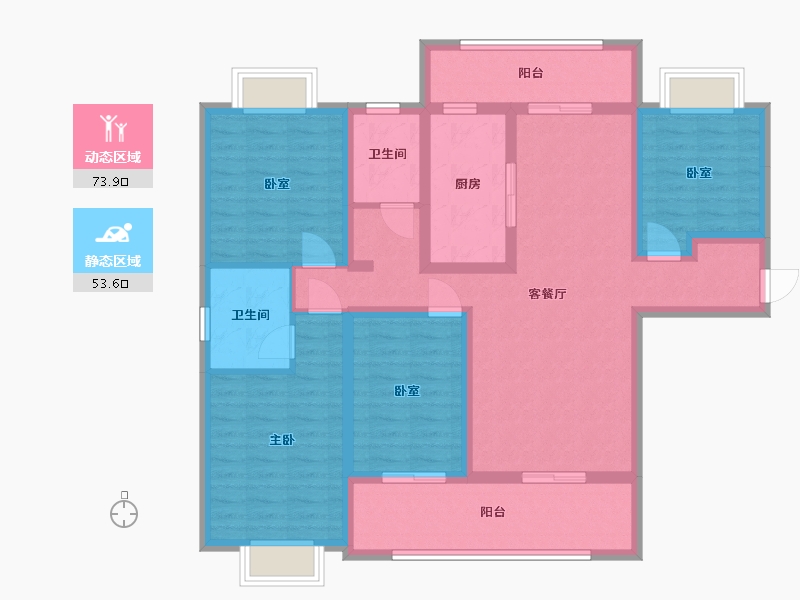 云南省-红河哈尼族彝族自治州-蒙自万达御府-122.33-户型库-动静分区