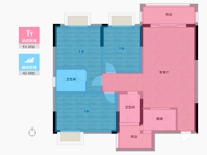 贵州省-铜仁市-沿河土家族自治县民族风情街-91.39-户型库-动静分区