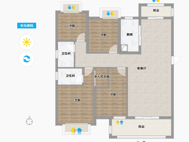 福建省-漳州市-海语印象-113.60-户型库-采光通风