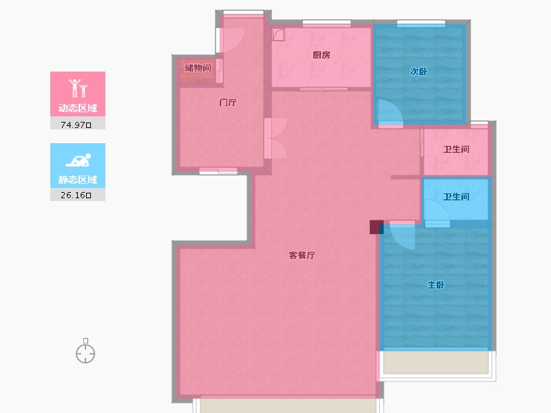 内蒙古自治区-通辽市-九里卿合-95.00-户型库-动静分区