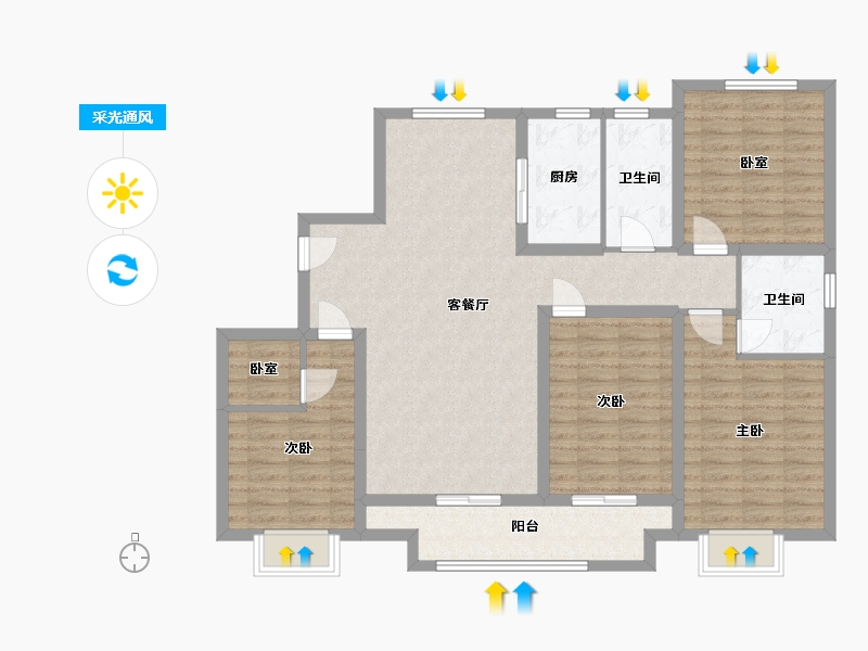 河南省-新乡市-三善公园府-125.00-户型库-采光通风