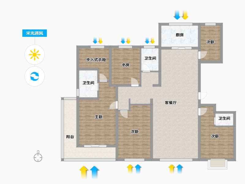 山东省-聊城市-九州嘉苑-170.40-户型库-采光通风