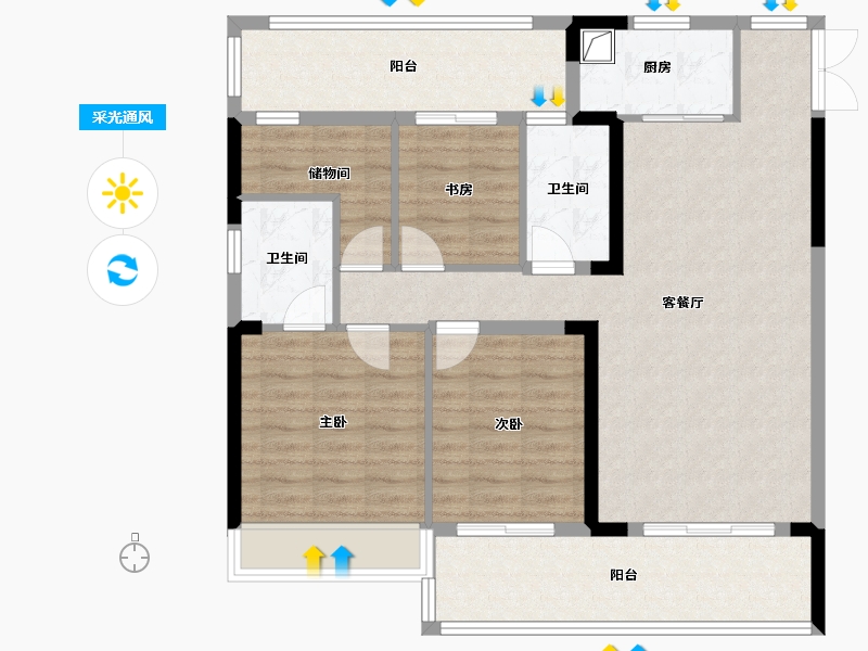 贵州省-安顺市-中核顺安府-103.20-户型库-采光通风