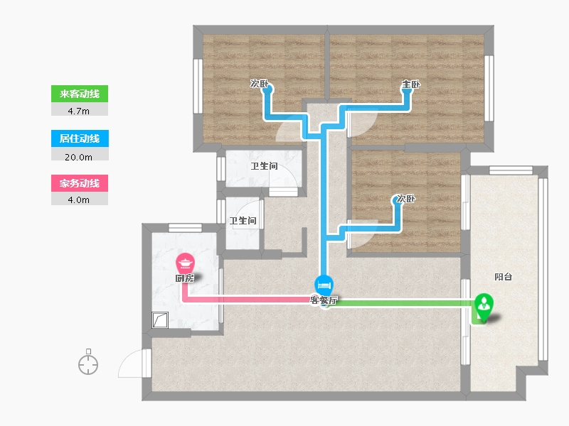 湖北省-宜昌市-东方瑞景-76.00-户型库-动静线