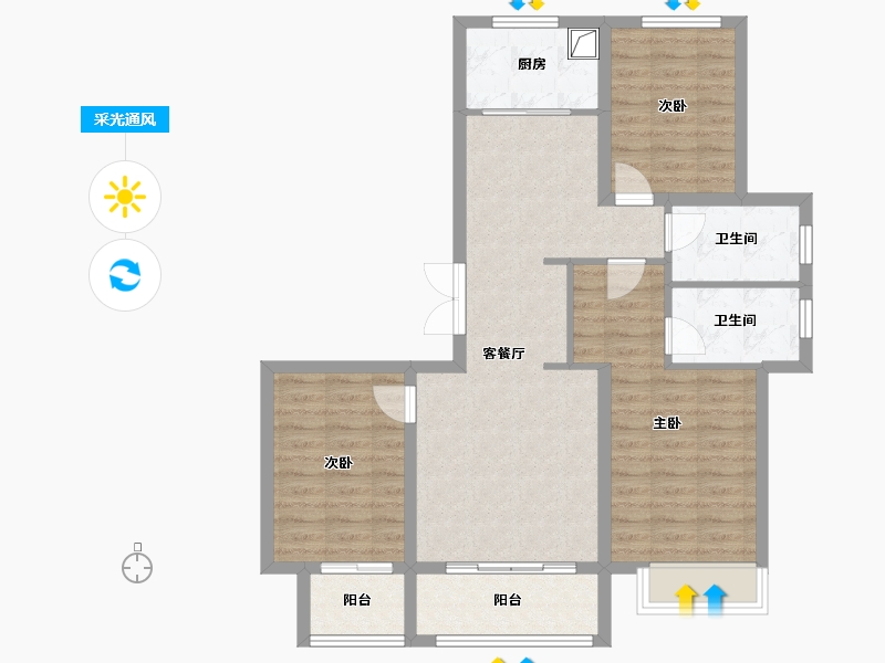 山西省-临汾市-锦悦府-101.66-户型库-采光通风