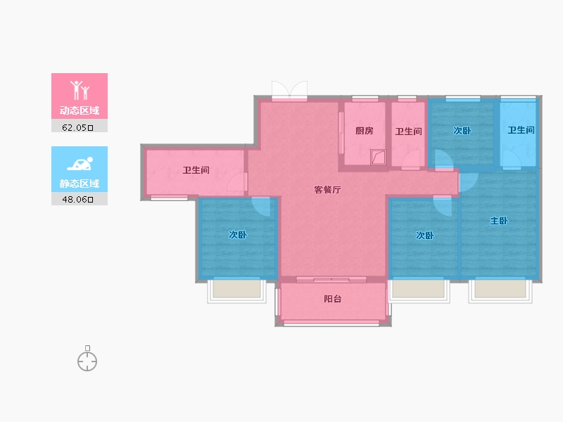 湖南省-长沙市-江山帝景-97.60-户型库-动静分区