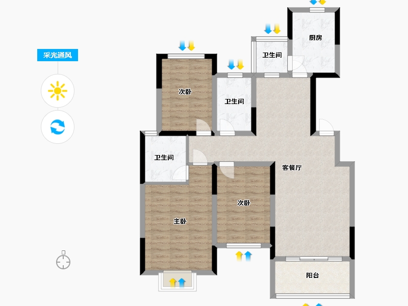 河南省-鹤壁市-翰林居-103.00-户型库-采光通风