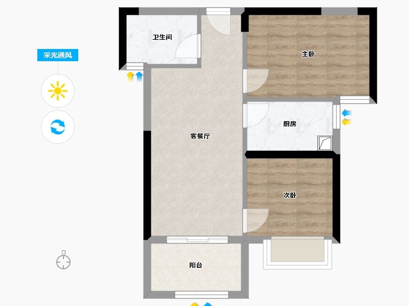 福建省-泉州市-成东书香苑-54.70-户型库-采光通风