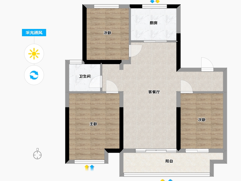 山东省-济南市-能建紫郡兰园-79.61-户型库-采光通风