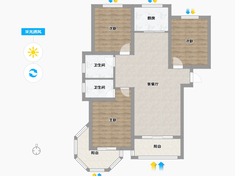 河北省-石家庄市-时代新城-104.42-户型库-采光通风