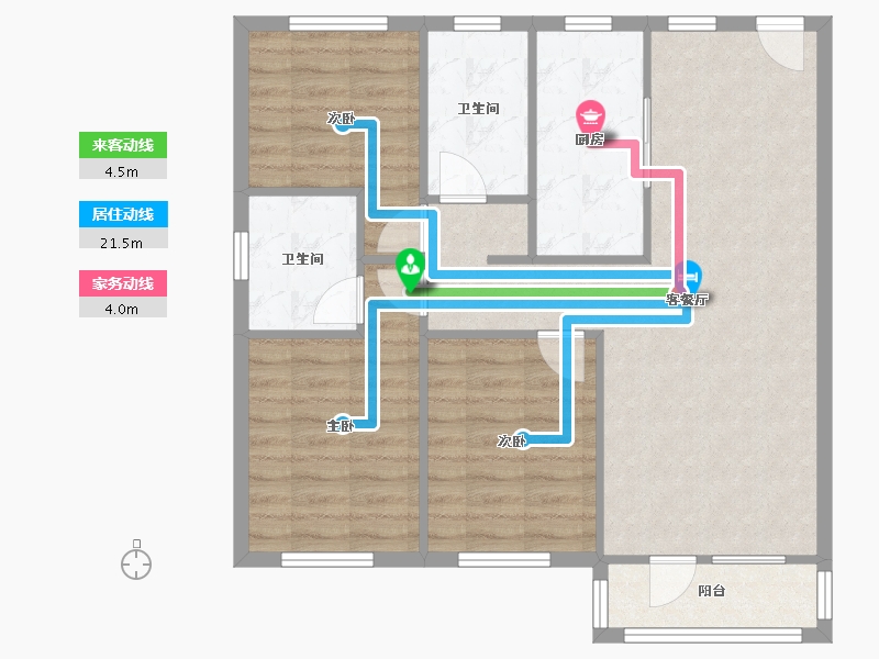 辽宁省-沈阳市-中海和平之门4期城市庭院-85.44-户型库-动静线