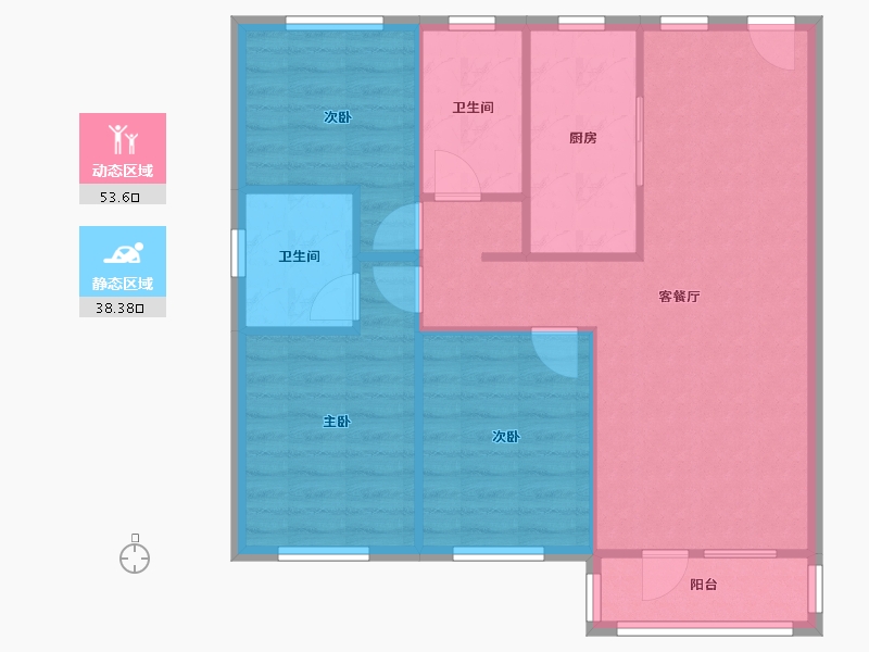 辽宁省-沈阳市-中海和平之门4期城市庭院-85.44-户型库-动静分区