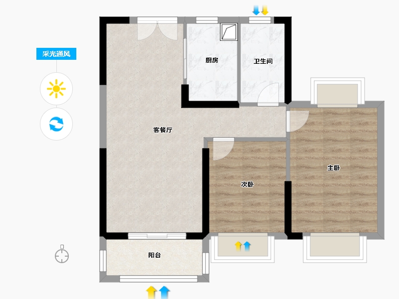 江西省-宜春市-新城明珠C区-65.00-户型库-采光通风