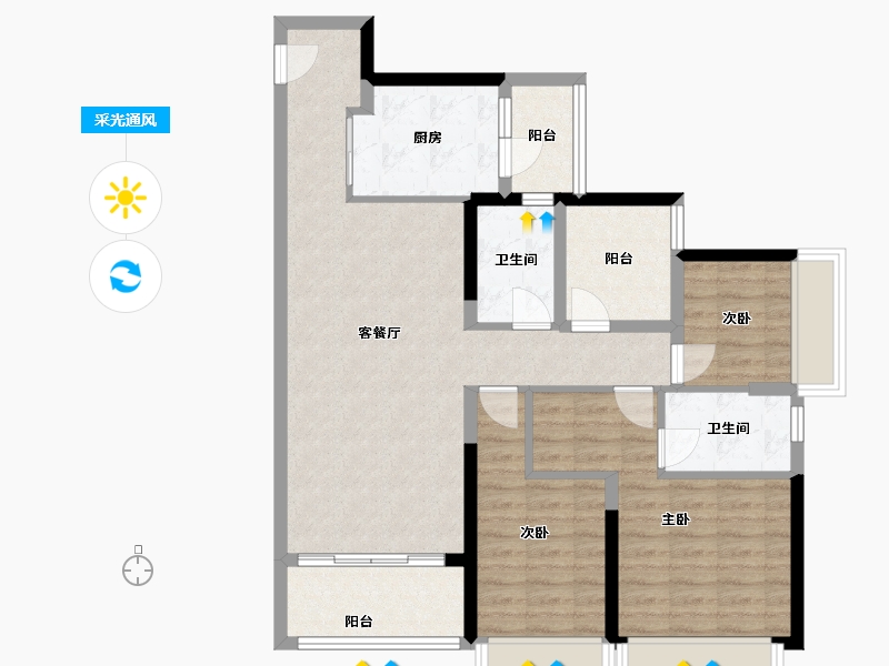 广东省-佛山市-越秀星汇瀚府-95.01-户型库-采光通风