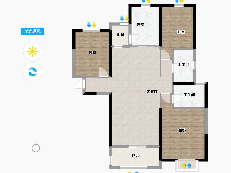 陕西省-西安市-恒大悦龙台-108.00-户型库-采光通风