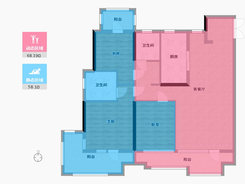 山东省-烟台市-招商马尔贝拉-100.22-户型库-动静分区