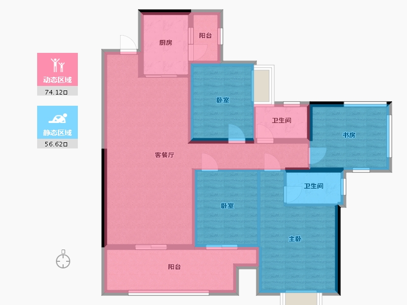 广西壮族自治区-玉林市-幸福里书香清华苑-124.40-户型库-动静分区