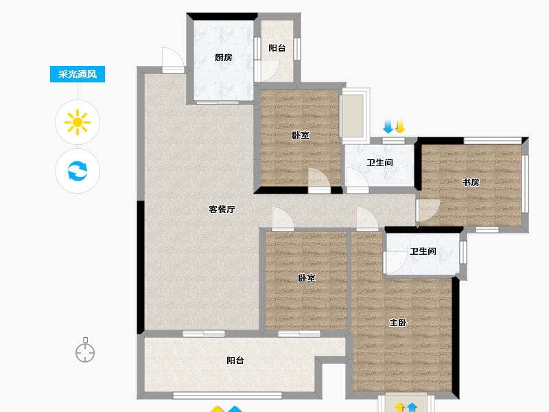 广西壮族自治区-玉林市-幸福里书香清华苑-124.40-户型库-采光通风