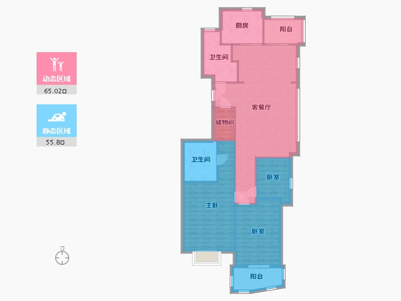 浙江省-杭州市-蓝色霞湾-115.13-户型库-动静分区