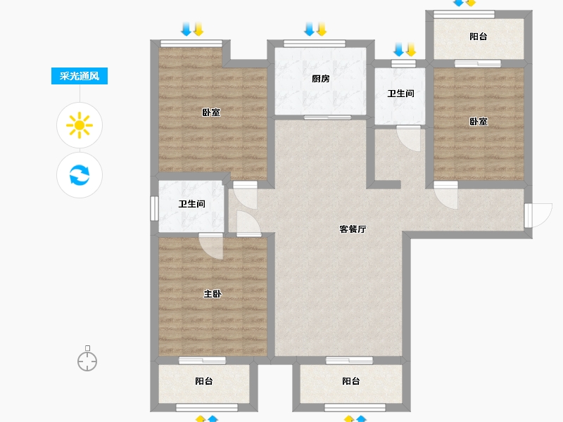 河南省-新乡市-新乡新美城上领地-103.17-户型库-采光通风