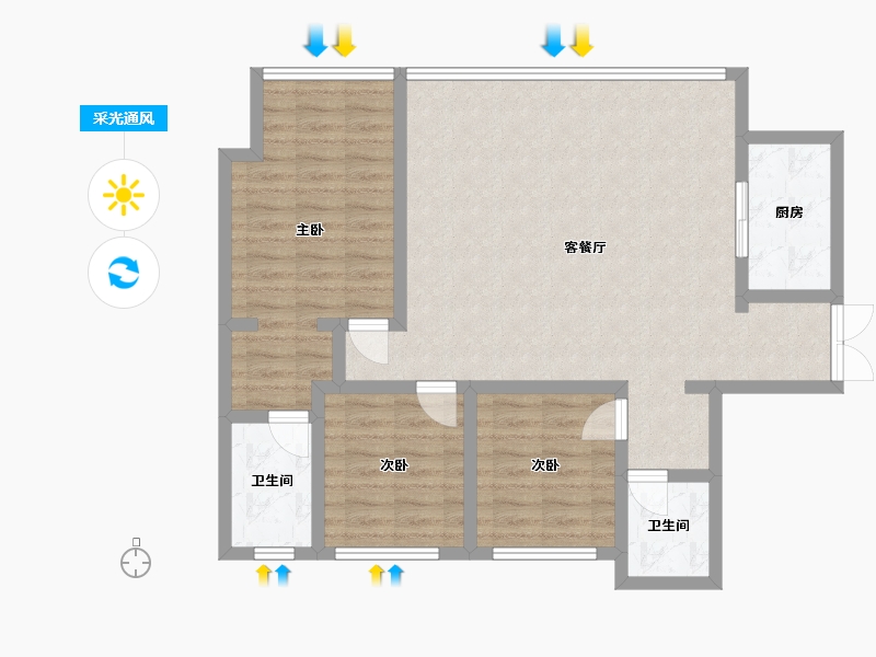 贵州省-贵阳市-青秀楠庭-91.60-户型库-采光通风