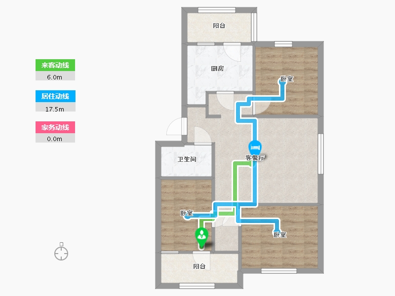 新疆维吾尔自治区-乌鲁木齐市-新疆大学家属院-65.66-户型库-动静线