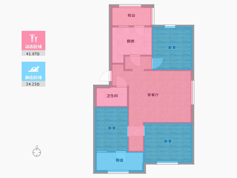 新疆维吾尔自治区-乌鲁木齐市-新疆大学家属院-65.66-户型库-动静分区