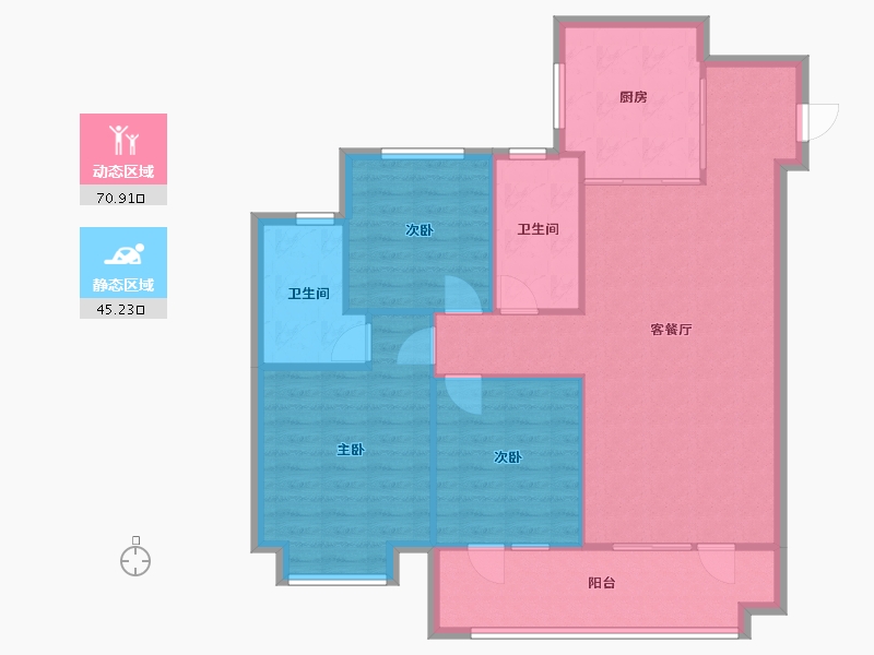 山东省-烟台市-万科城劝学里-92.00-户型库-动静分区