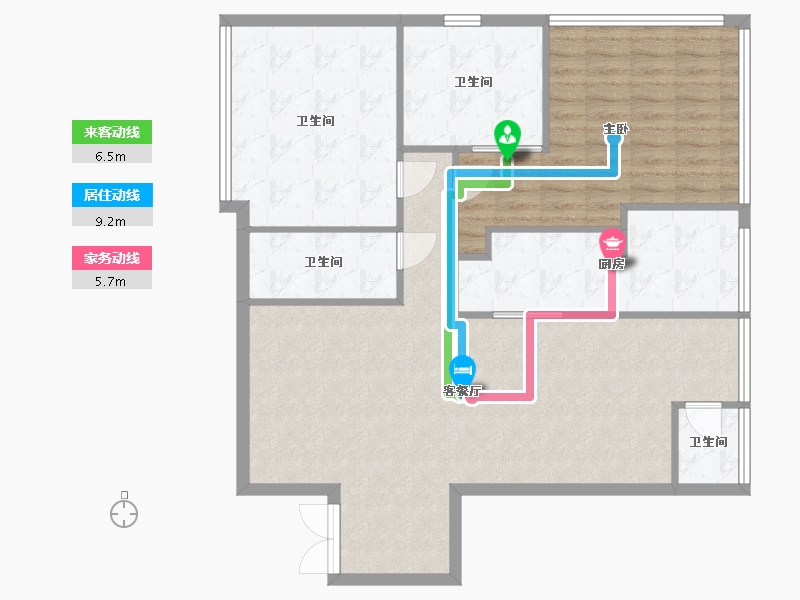 陕西省-西安市-桃源漫步-124.00-户型库-动静线