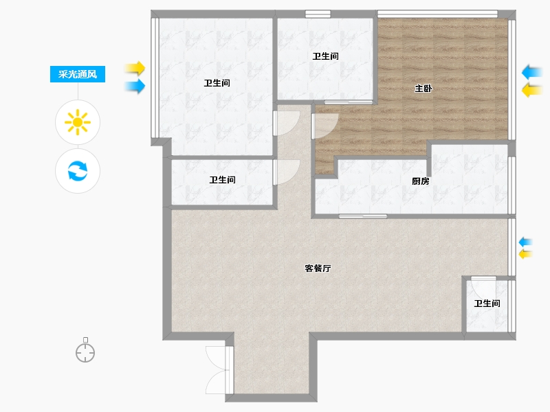 陕西省-西安市-桃源漫步-124.00-户型库-采光通风