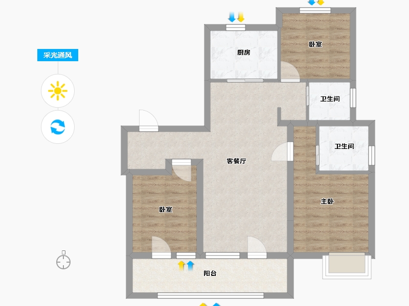 山东省-威海市-万科威高璞悦山-92.00-户型库-采光通风